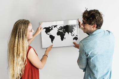 Tableau magnétique effaçable Une carte du monde avec les lieux de mémoire