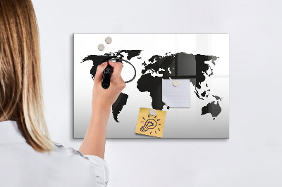 Tableau magnétique effaçable Une carte du monde avec les lieux de mémoire