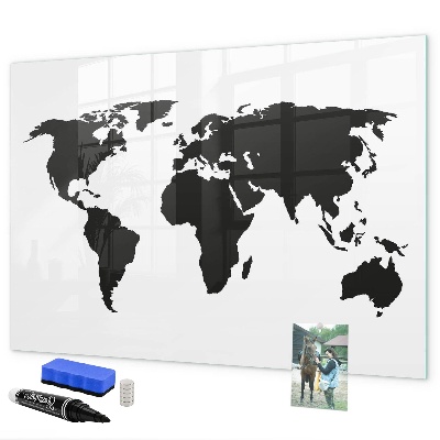 Tableau magnétique effaçable Une carte du monde avec les lieux de mémoire