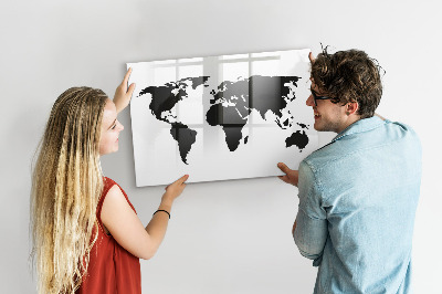 Tableau magnétique effaçable Une carte du monde avec les lieux de mémoire