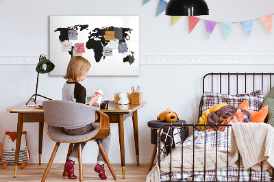 Tableau magnétique effaçable Une carte du monde avec les lieux de mémoire