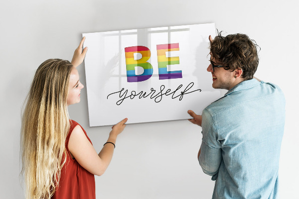 Tableau effaçable magnétique Sois toi-même et partage des moments