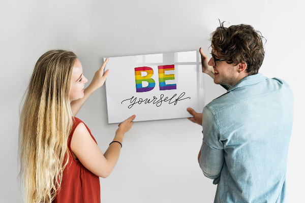 Tableau effaçable magnétique Sois toi-même et partage des moments