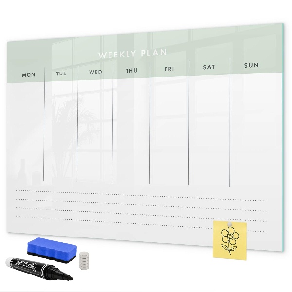 Tableau magnétique effaçable Plan hebdomadaire avec espace pour photos