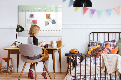 Tableau magnétique effaçable Plan hebdomadaire avec espace pour photos