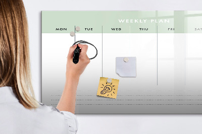 Tableau magnétique effaçable Plan hebdomadaire avec espace pour photos