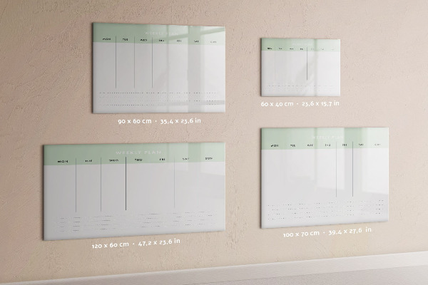Tableau magnétique effaçable Plan hebdomadaire avec espace pour photos