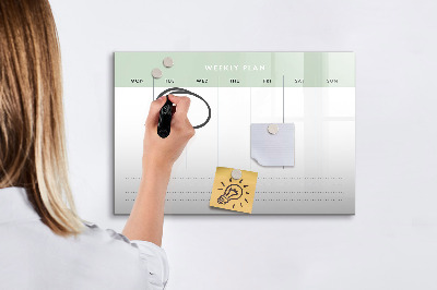 Tableau magnétique effaçable Plan hebdomadaire avec espace pour photos