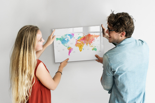 Tableau effaçable magnétique Carte des souvenirs avec photos personnelles