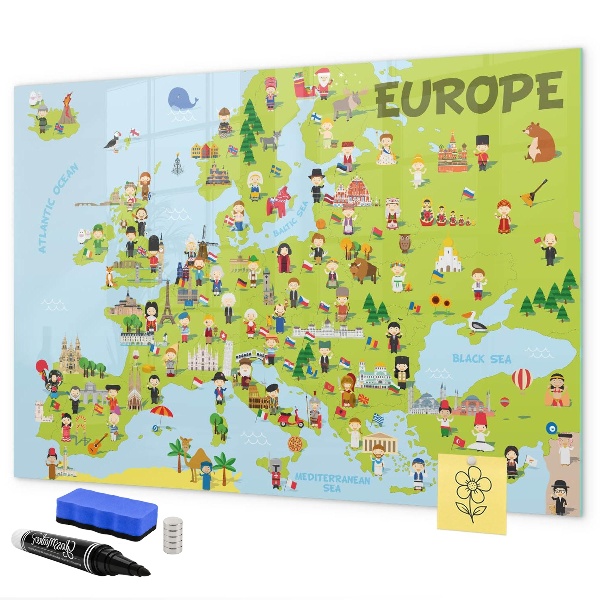 Tableau effaçable magnétique Carte interactive de l'Europe pour suivre vos voyages