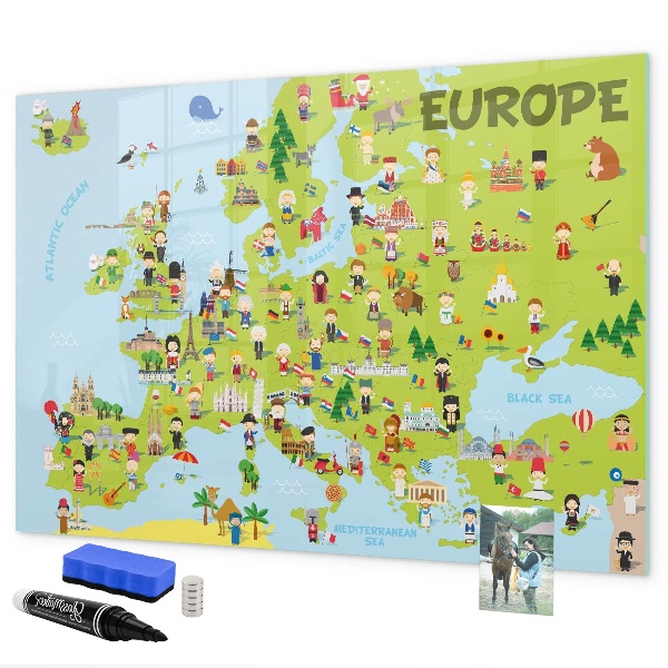 Tableau effaçable magnétique Carte interactive de l'Europe pour suivre vos voyages