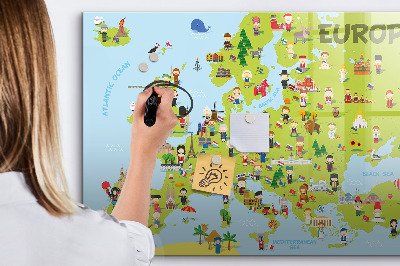 Tableau effaçable magnétique Carte interactive de l'Europe pour suivre vos voyages