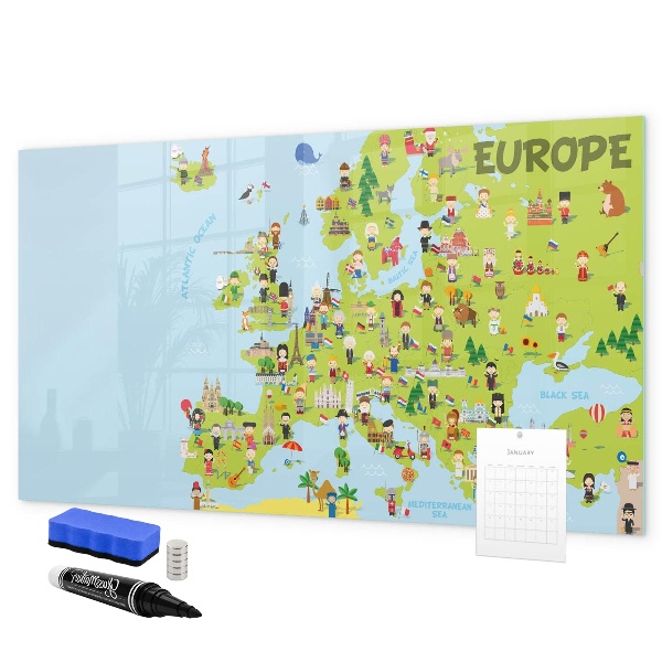 Tableau effaçable magnétique Carte interactive de l'Europe pour suivre vos voyages
