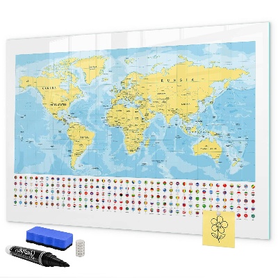 Tableau magnétique effaçable Une carte du monde pour la personnalisation et les souvenirs