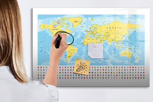 Tableau magnétique effaçable Une carte du monde pour la personnalisation et les souvenirs