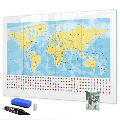 Tableau magnétique effaçable Une carte du monde pour la personnalisation et les souvenirs