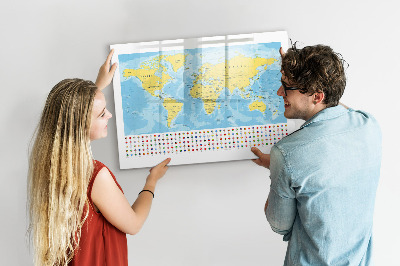 Tableau magnétique effaçable Une carte du monde pour la personnalisation et les souvenirs