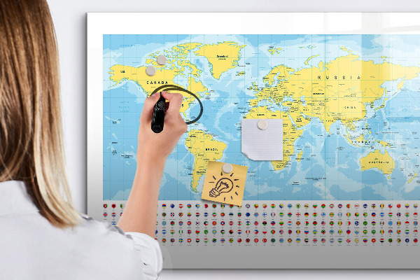 Tableau magnétique effaçable Une carte du monde pour la personnalisation et les souvenirs