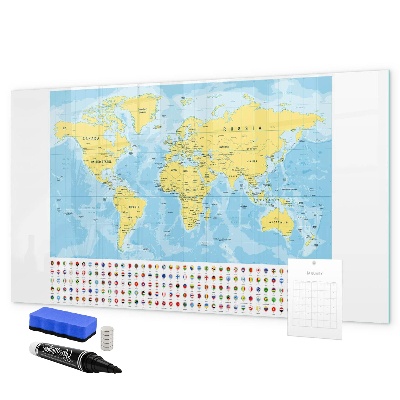 Tableau magnétique effaçable Une carte du monde pour la personnalisation et les souvenirs