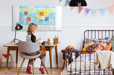 Tableau magnétique effaçable Une carte du monde pour la personnalisation et les souvenirs