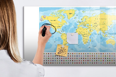 Tableau magnétique effaçable Une carte du monde pour la personnalisation et les souvenirs