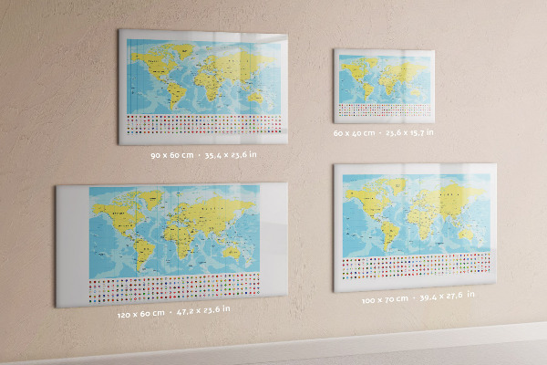 Tableau magnétique effaçable Une carte du monde pour la personnalisation et les souvenirs