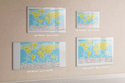 Tableau magnétique effaçable Une carte du monde pour la personnalisation et les souvenirs