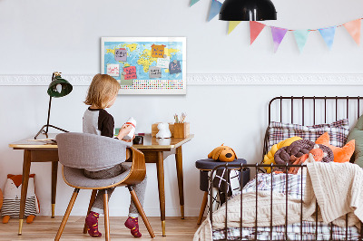 Tableau magnétique effaçable Une carte du monde pour la personnalisation et les souvenirs