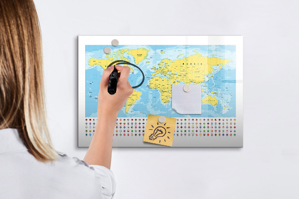 Tableau magnétique effaçable Une carte du monde pour la personnalisation et les souvenirs