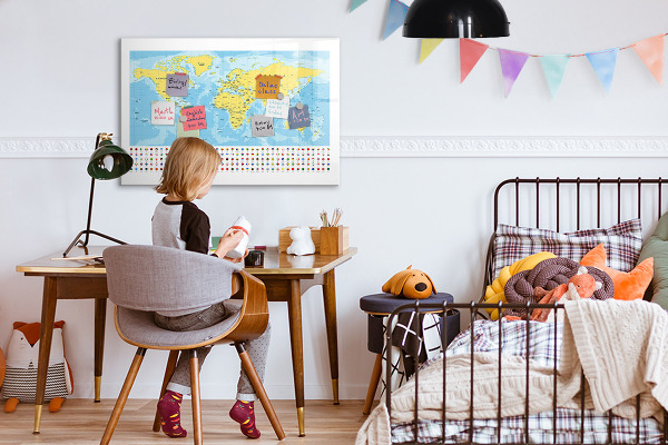 Tableau magnétique effaçable Une carte du monde pour la personnalisation et les souvenirs