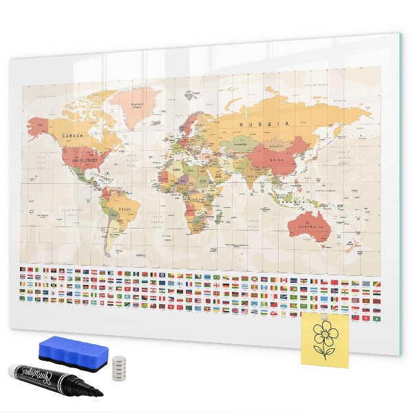Tableau effaçable magnétique Carte du monde pour la personnalisation de photos