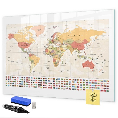 Tableau effaçable magnétique Carte du monde pour la personnalisation de photos