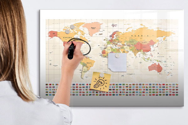 Tableau effaçable magnétique Carte du monde pour la personnalisation de photos