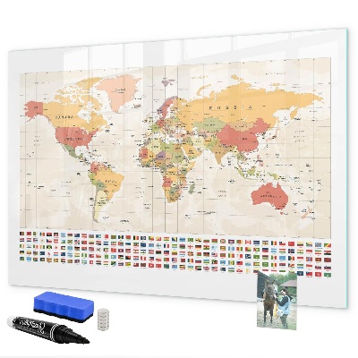 Tableau effaçable magnétique Carte du monde pour la personnalisation de photos
