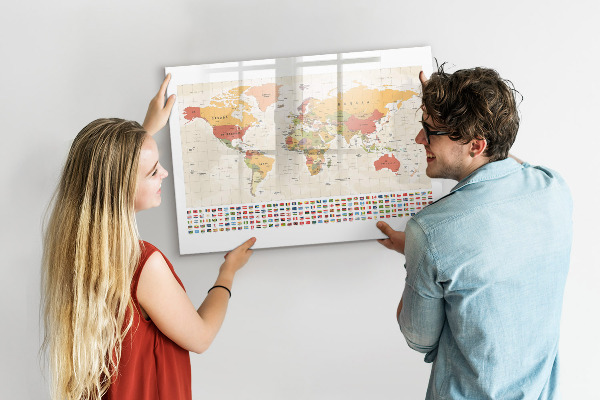 Tableau effaçable magnétique Carte du monde pour la personnalisation de photos