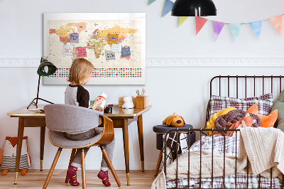 Tableau effaçable magnétique Carte du monde pour la personnalisation de photos