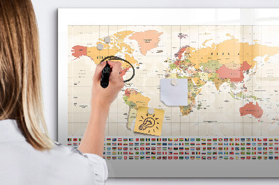 Tableau effaçable magnétique Carte du monde pour la personnalisation de photos