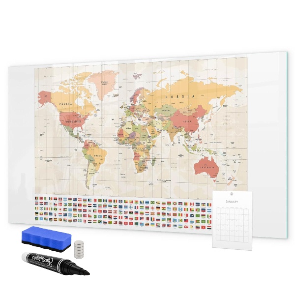 Tableau effaçable magnétique Carte du monde pour la personnalisation de photos