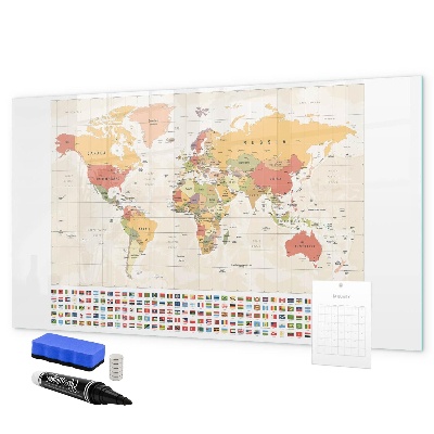 Tableau effaçable magnétique Carte du monde pour la personnalisation de photos