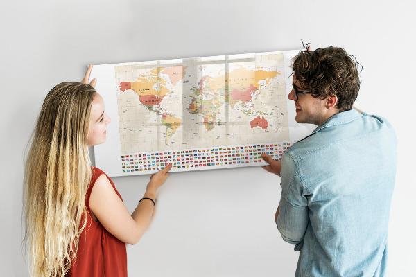 Tableau effaçable magnétique Carte du monde pour la personnalisation de photos
