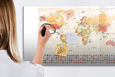 Tableau effaçable magnétique Carte du monde pour la personnalisation de photos