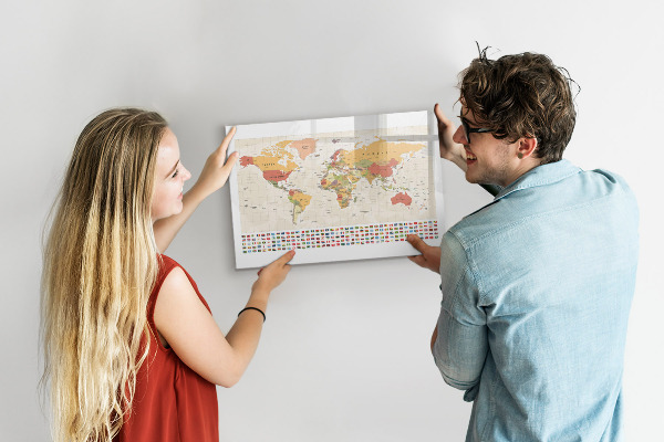 Tableau effaçable magnétique Carte du monde pour la personnalisation de photos