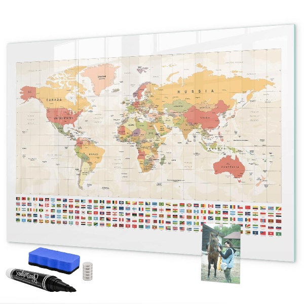 Tableau effaçable magnétique Carte du monde pour la personnalisation de photos