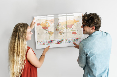 Tableau effaçable magnétique Carte du monde pour la personnalisation de photos