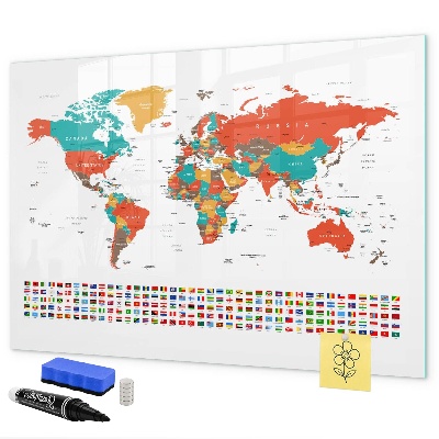 Tableau effaçable magnétique Carte du monde interactive avec photos