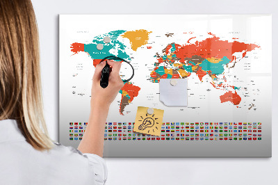 Tableau effaçable magnétique Carte du monde interactive avec photos