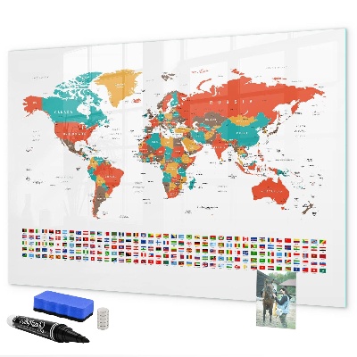 Tableau effaçable magnétique Carte du monde interactive avec photos