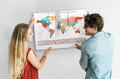 Tableau effaçable magnétique Carte du monde interactive avec photos