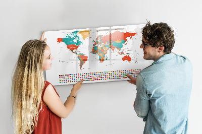 Tableau effaçable magnétique Carte du monde interactive avec photos