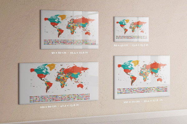 Tableau effaçable magnétique Carte du monde interactive avec photos